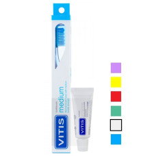 VITIS зубна щітка MEDIUM середньої жорсткості (прозора) + VITIS WHITENING зубна паста 15 мл