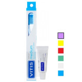 VITIS зубна щітка MEDIUM середньої жорсткості (фіолетова) + VITIS WHITENING зубна паста 15 мл
