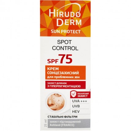Hirudo Derm Sun Protect Spot Control Крем солнцезащитный для проблемных зон SPF 75, 50 мл (Биокон)