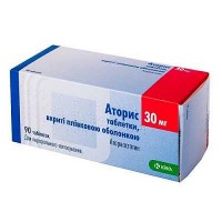АТОРИС таблетки, п/плен. обол., по 30 мг №90 (10х9)