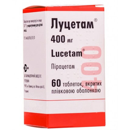 ЛУЦЕТАМ® таблетки, п/плен. обол., по 400 мг №60 во флак.