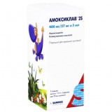 АМОКСИКЛАВ® 2S порошок д/ор. сусп., 400 мг/57 мг/5 мл по 70 мл (17,5 г) в бутыл.