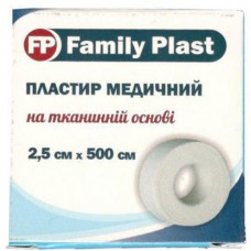 Л/пласт Family plast Пластырь медицинский на тканевой основе белого цвета 2,5 см?500см( бумажная упа