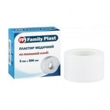 Л/пласт Family plast Пластырь медицинский на тканевой основе белого цвета 3 см?500см( бумажная упако