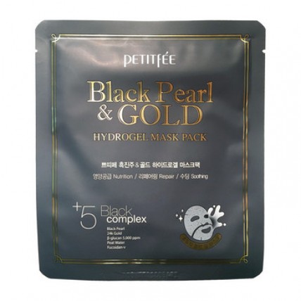 PETITFEE Маска гидрогеле д/лица с золотом и черн.жемчугом Black Pearl & Gold Hydrogel Mask Pack(1шт)
