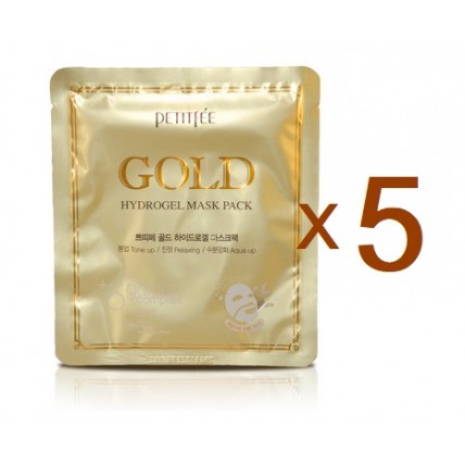 PETITFEE Маска гидрогелевая для лица с золотым комплексом +5 Gold Hydrogel Mask Pack  (5шт)