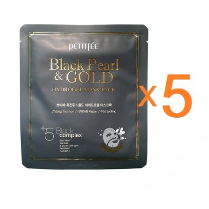 PETITFEE Маска гидрогелевая с золотом и черным жемчугом Black Pearl & Gold Hydrogel Mask Pack (5шт)
