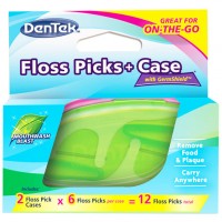 Floss Picks + Case Флосc-зубочистки + дорожный футляр (2 футляра + 12 флосс-зубочисток) 1 шт.