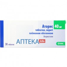 АТОРИС таблетки, п/плен. обол., по 40 мг №30 (10х3)