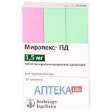 МИРАПЕКС® ПД таблетки прол./д. по 1,5 мг №30 (10х3)