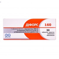 ДИФОРС 160 таблетки 5 мг/160 мг №30 (10х3)