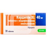 КОРДИПИН XL таблетки с модиф. высвоб. по 40 мг №20 (10х2)