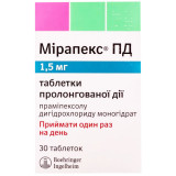 МИРАПЕКС® ПД таблетки прол./д. по 1,5 мг №30 (10х3)