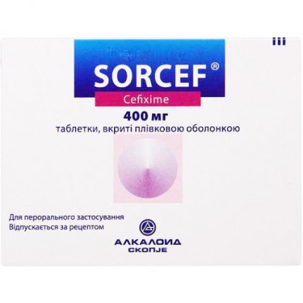 Сорцеф таблетки, в/плів. обол. по 400 мг №7 (7х1)