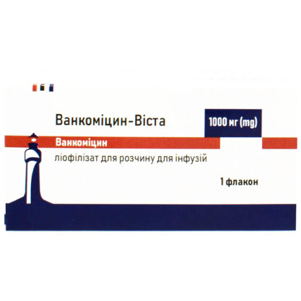 ВАНКОМІЦИН-ВІСТА ліофілізат для р-ну д/інф. по 1000 мг №1 у флак. скл.