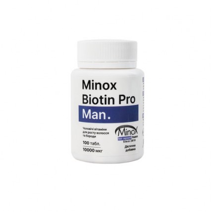 МИНОКС добавка диетическая MinoX Biotin Pro Man - витамины для роста волос и бороды таблетки №100