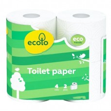 Папір туалетний Ecolo 4 рул, 2 шари біла