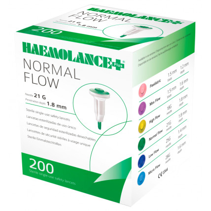 Ланцеты HAEMOLANCE Plus NORMAL FLOW с кнопкой 21G 1.8 мм 200 шт