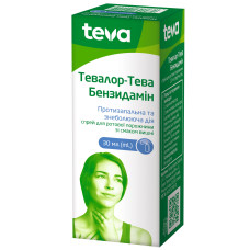 ТЕВАЛОР-Тева бензидамин спрей д/рот. полос. 1.5 мг/мл по 30 мл во флак. с механ. распыл.
