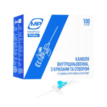 Канюля в/в MP MedPlast Proflon 22G (0,9х25 мм) блакит.