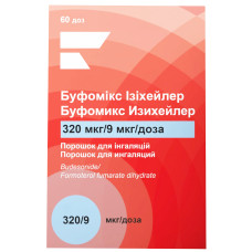 БУФОМІКС ІЗІХЕЙЛЕР порошок д/інг. 320 мкг/9 мкг/дозу по 60 доз в інг-рі з захисн. ковп.