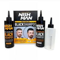 NISHMAN Hair&Beard Care Black Shampoo Bundle Шампунь для маскування сивини 2 x 200 мл